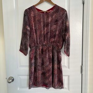 Suncoo Paris Cecyle Painterly Print Blouson Dress Sz T2 Medium